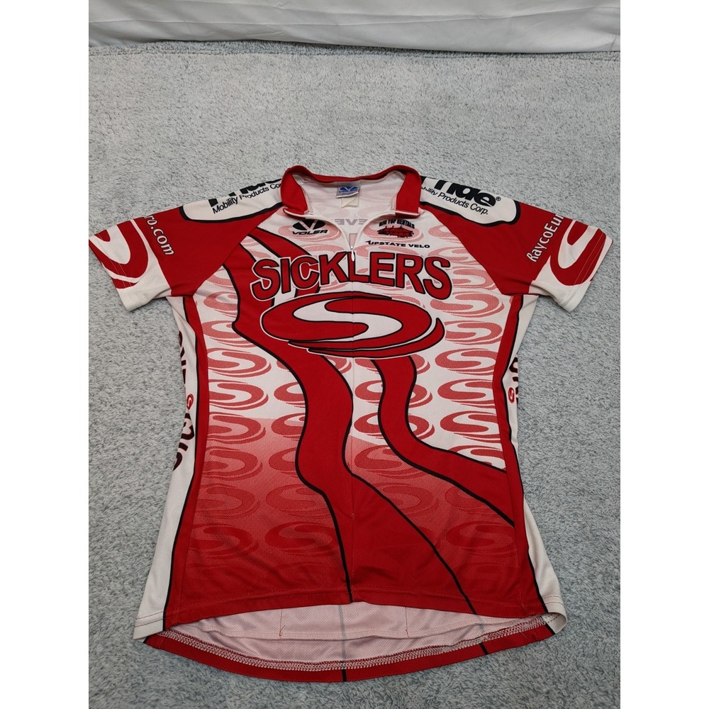 Voler Sicklers Upstate Velo Cycling Jersey Red White Sz M -‎ 1/4 Zip - Race Cut